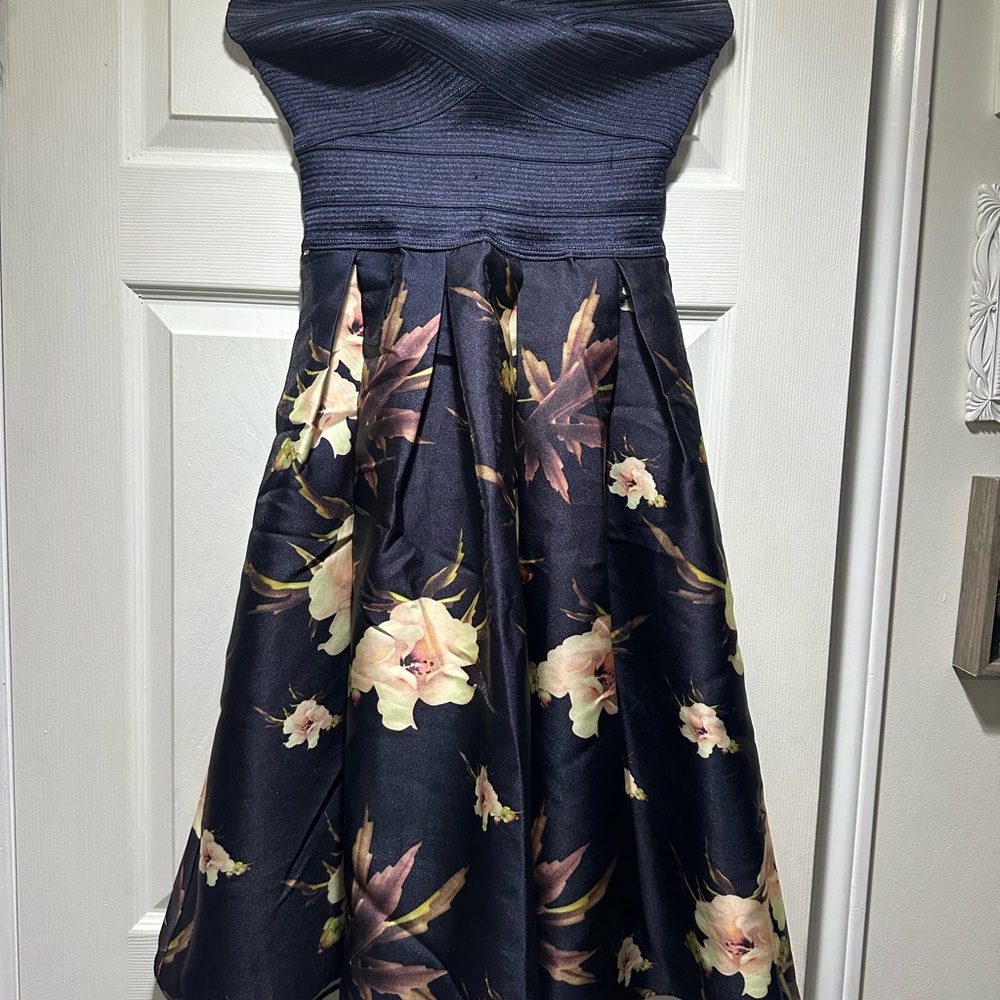 Elegant Strapless Floral Dress